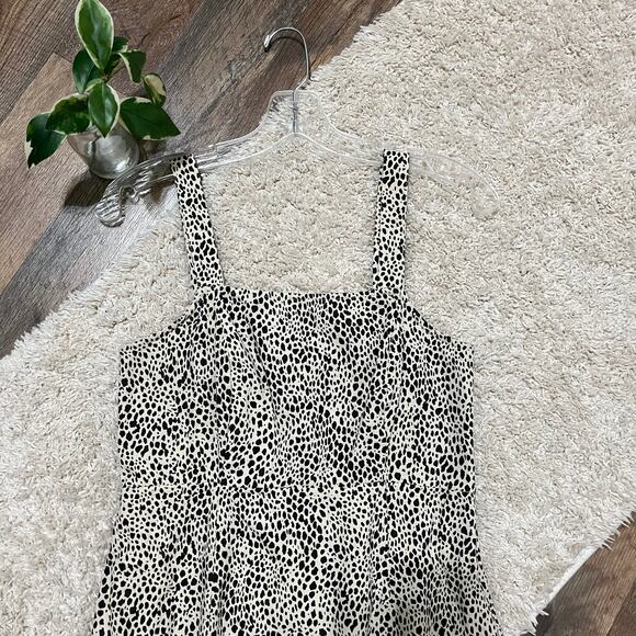American Eagle Small Cheetah Print Linen Blend Square Neckline A-Line Mini Dress - Picture 2 of 8